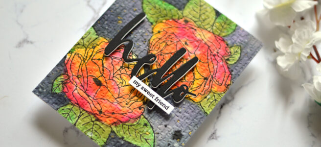 Altenew - Fresh Cut Roses - Organic Linen 3D EF - Waterbrush Hello Die - Hello and Hugs 1