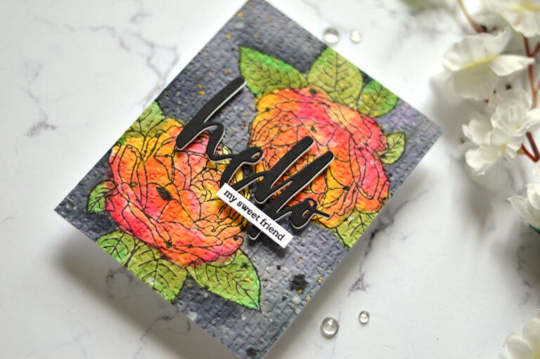 Altenew - Fresh Cut Roses - Organic Linen 3D EF - Waterbrush Hello Die - Hello and Hugs 1