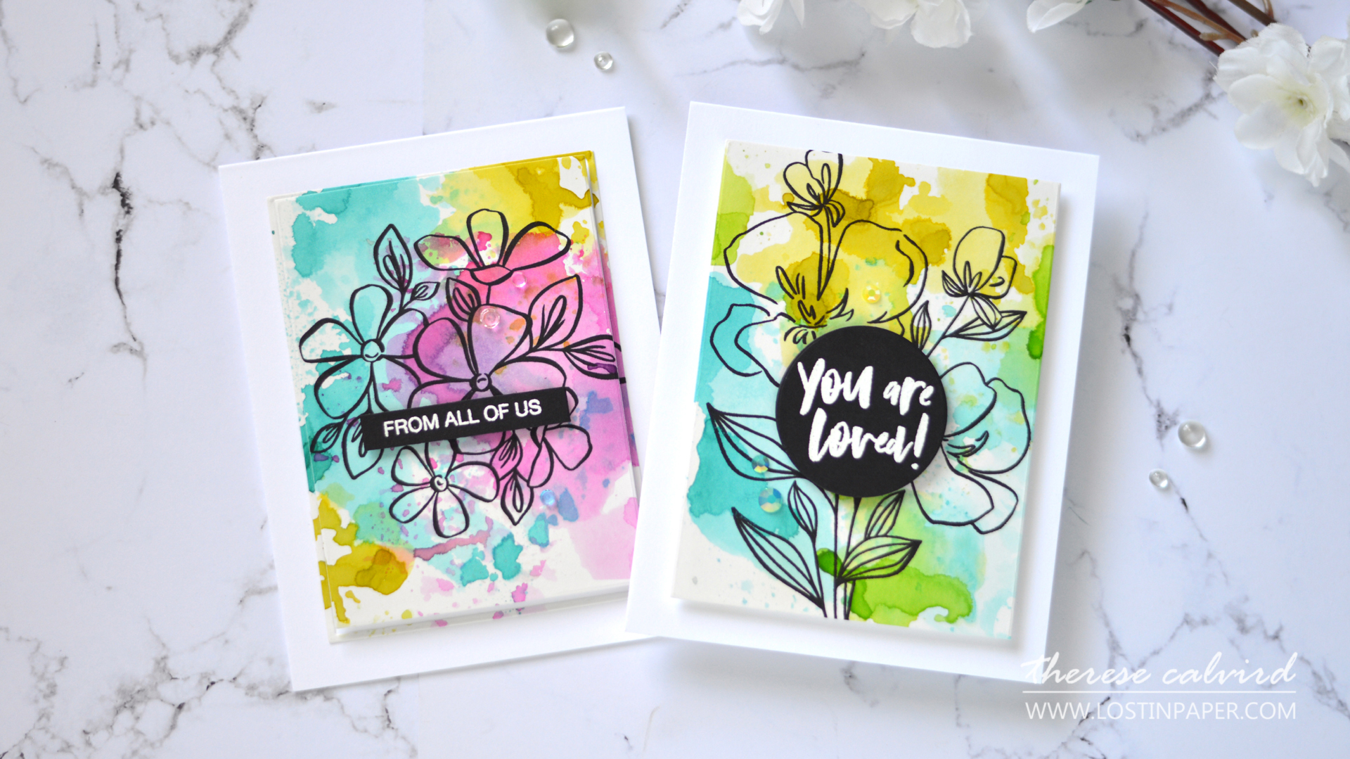 How to Make 2 BEAUTIFUL Line Art Floral Cards FAST!