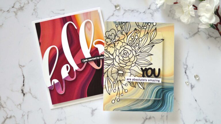 Altenew - Poured Acrylic Paper Pack - Bouquet of Love - Mega Hello Die (card video) 1