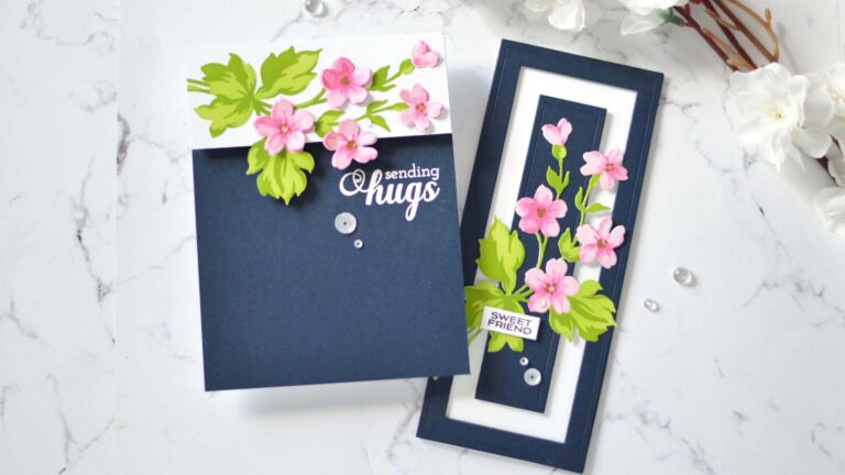 Altenew - Hill Blossom Stencil and Die - Fancy Greetings - Nesting Slim Rectangles - Bold Bloom (Take 2 With Therese) 1