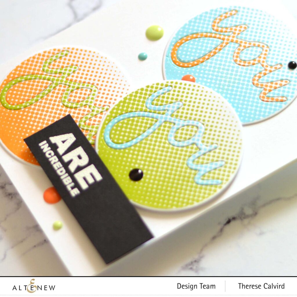 Altenew - All About You Word Die - Halftone Circles - Kind Reminders (card video) 1 copy