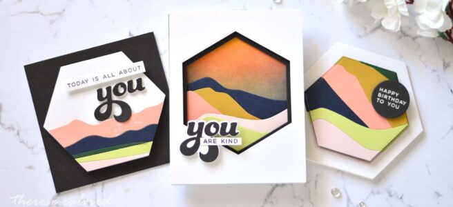 Lostinpaper - Ellen Hutson - Abstract Mountain - Abstract Sunset - All About You - And Many More - Essential Hexagons (card) (2)
