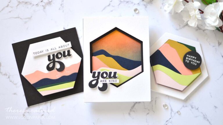 Lostinpaper - Ellen Hutson - Abstract Mountain - Abstract Sunset - All About You - And Many More - Essential Hexagons (card) (2)