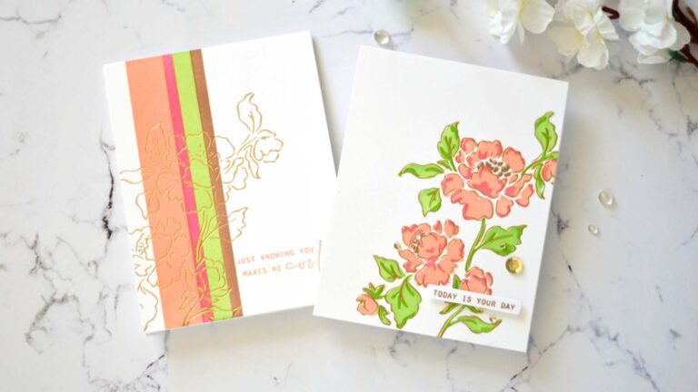 Lostinpaper - Pinkfresh Studio - Joyful Peonies - Altenew - Stone Mosaic (card video) 1