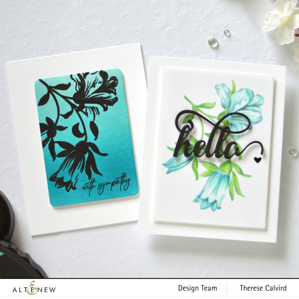 Altenew - Build A Flower Giant Bellflower - Fancy Hello - Fragile Foliage - Rounded Rectangles - Take 2 With Therese (card video) 1 copy