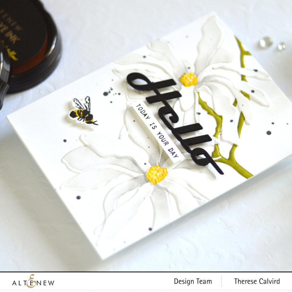 Altenew - Magnolia Ballerina - Wild About You - Stone Mosaic - Bold Greetings Die - March Inspiration Challenge 2022 (card video) 3 copy