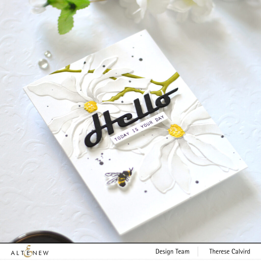 Altenew - Magnolia Ballerina - Wild About You - Stone Mosaic - Bold Greetings Die - March Inspiration Challenge 2022 (card video) 3 copy