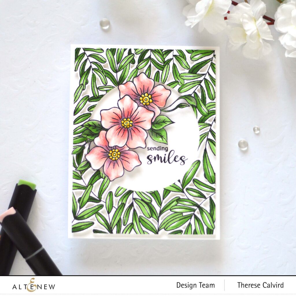 Altenew - Climbing Leaves - Floral Henna - Halftone Circles (card) (2) copy
