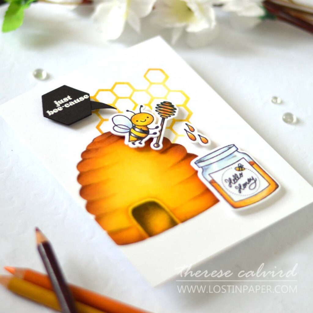 Therese Calvird - Ellen Hutson - One In a Buzz-illion - Honeycomb Background Builder - Beehive - Essential Hexagons (card) (1)