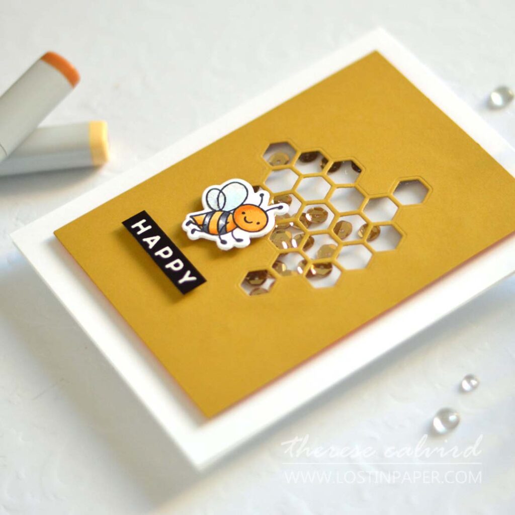 Therese Calvird - Ellen Hutson - One In a Buzz-illion - Honeycomb Background - Press Plate - Way With Words (card) (2)