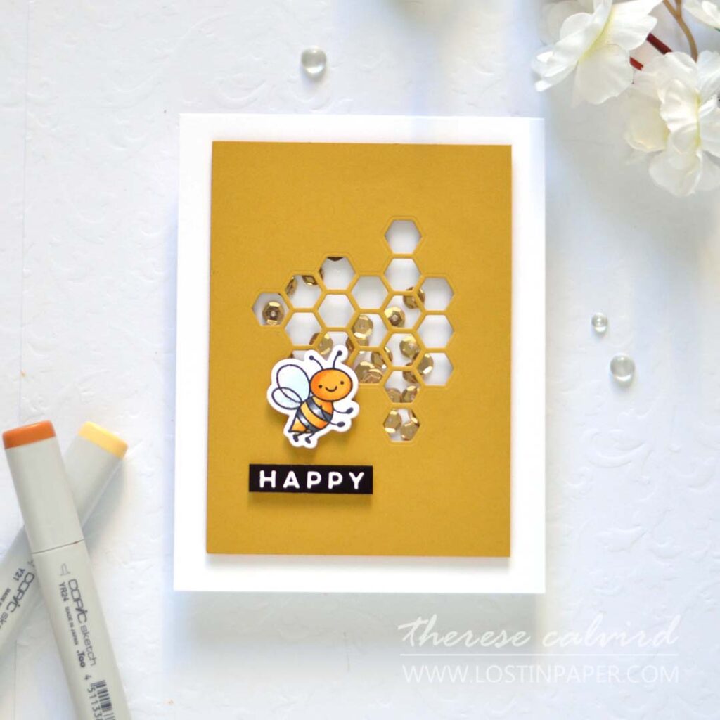 Therese Calvird - Ellen Hutson - One In a Buzz-illion - Honeycomb Background - Press Plate - Way With Words (card) (2)