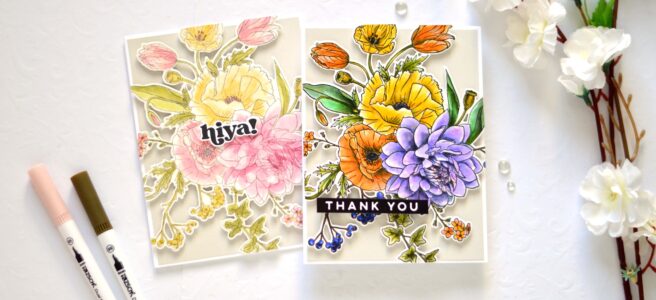 Therese Calvird - ZSCM - Altenew - Ellen Hutson (watercolour with Markers floral cards) 7