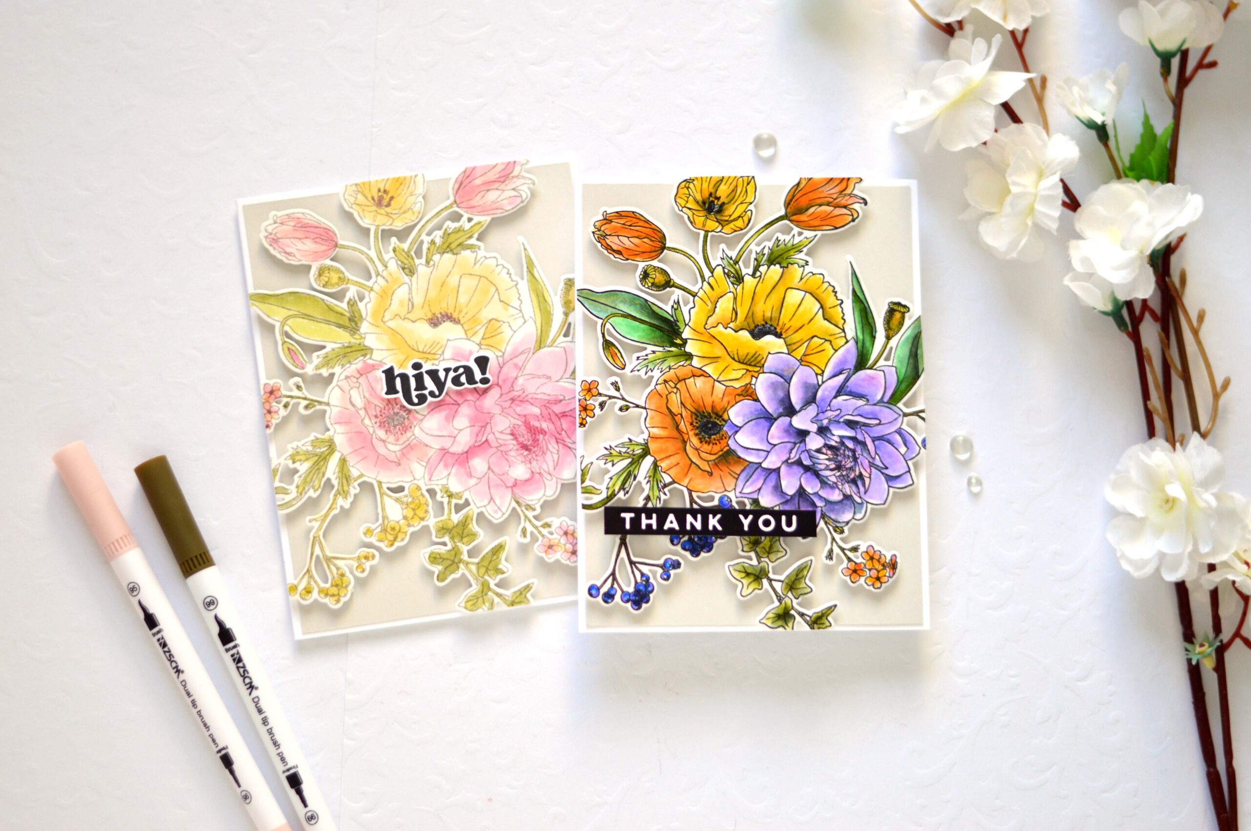 How to Watercolour 2 BEAUTIFUL Bouquets with ZSCM Markers & Discount CODE + Video!