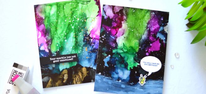 Therese Calvird - Ellen Hutson - Northern Lights Alcohol Ink Background - Space Out - Good Fortune - Pure Magic - Essential Ovals (card) (1)