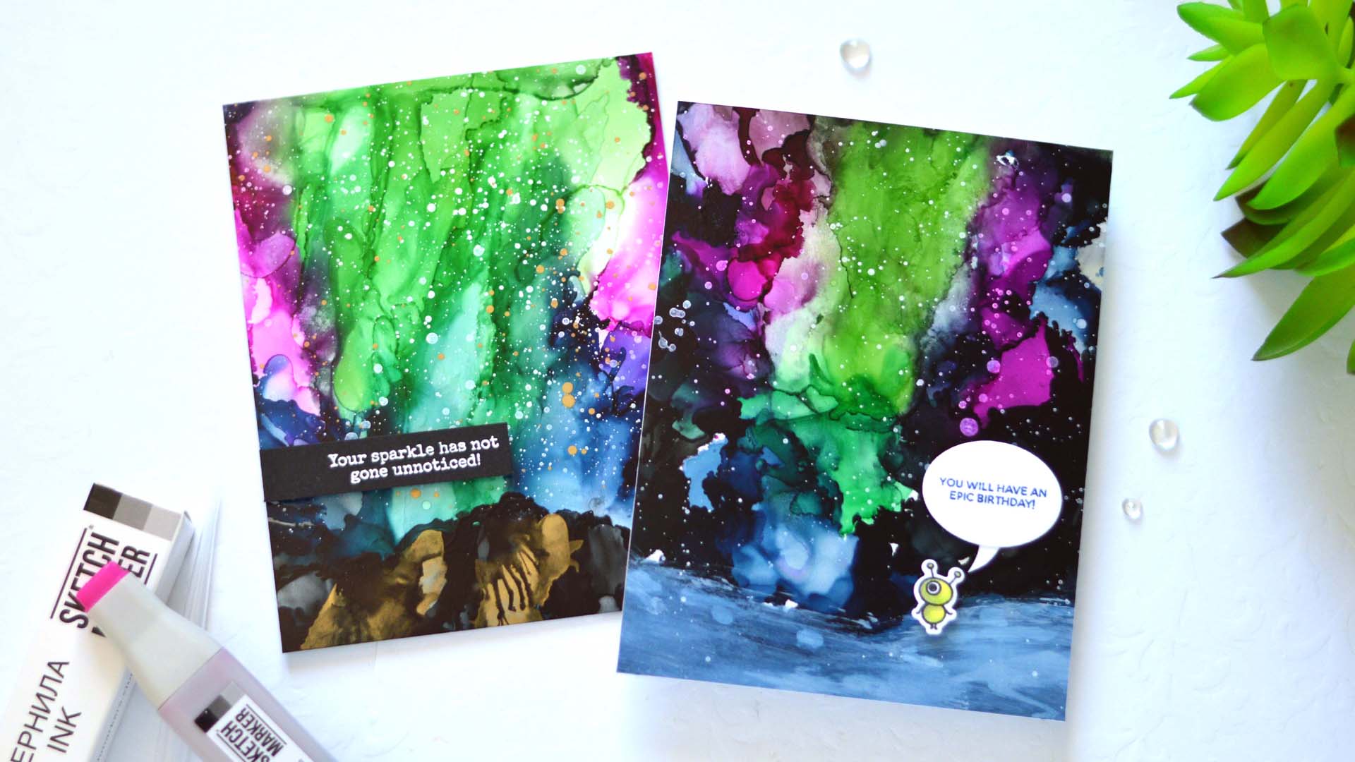 How to Make Northern Lights Alcohol Ink Backgrounds at Ellen Hutson!