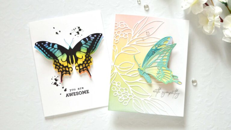 Altenew - Swallowtail Butterfly - Crystal Frames - Inky Bouquet - Hanging Garden - Fragile Foliage - Take 2 With Therese (card video) (1)