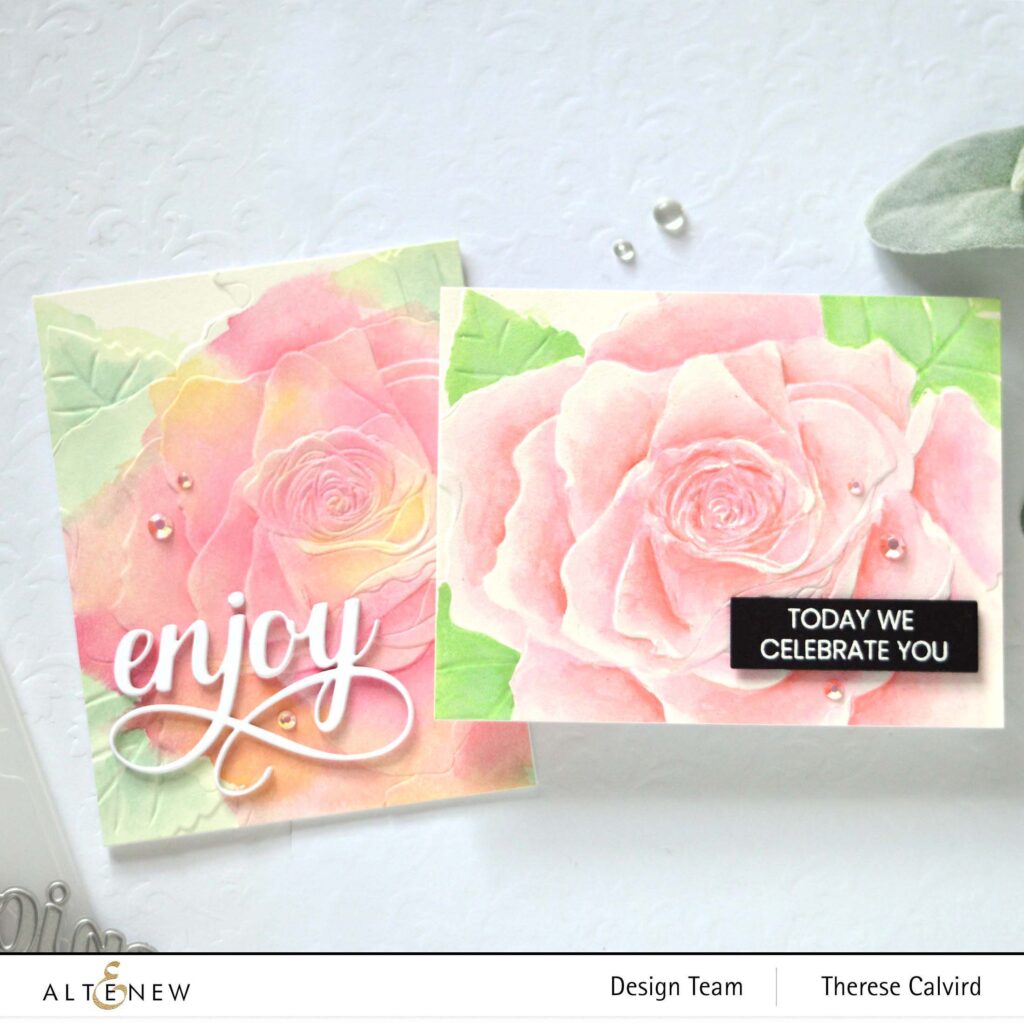 Altenew - Bellevue Rose 3D - Artists Watercolors - Fancy Enjoy - Artists Gouache - One-Go Birthday Greetings - Take 2 With Therese (card video) (1)