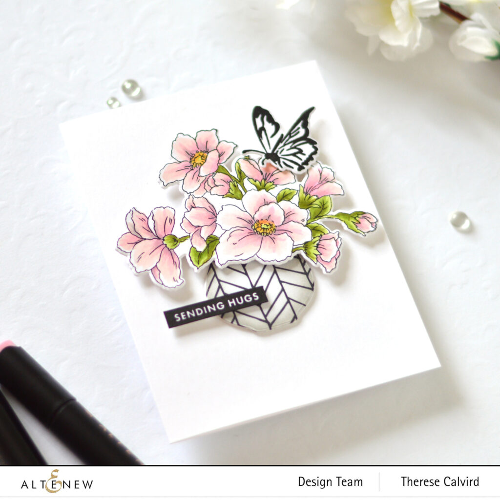 Altenew - Exuberant Paper Pack - Delicate Garden - Meadow Reflections - Versatile Vases 2 - Bold Sentiments (card video) 4 copy