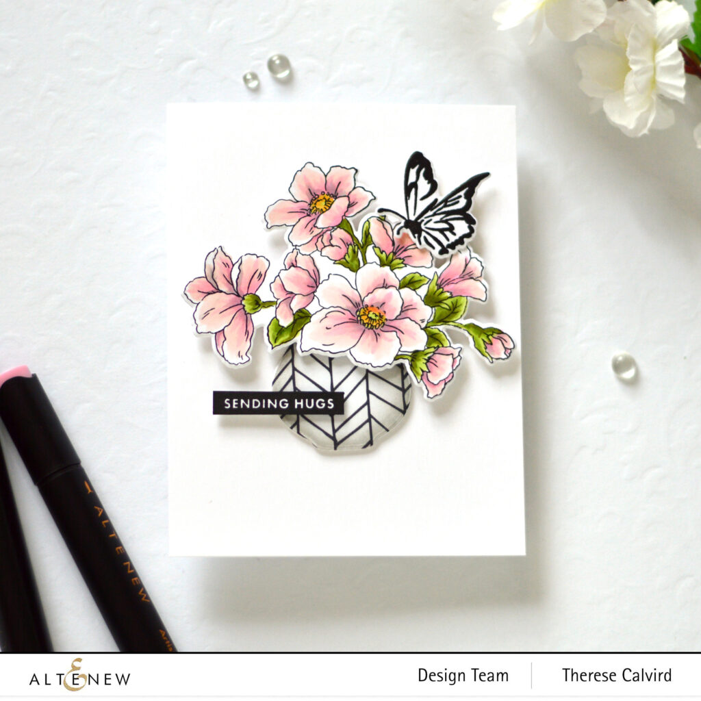 Altenew - Exuberant Paper Pack - Delicate Garden - Meadow Reflections - Versatile Vases 2 - Bold Sentiments (card video) 4 copy