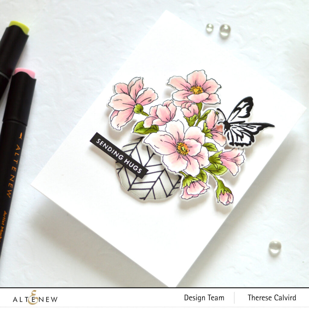 Altenew - Exuberant Paper Pack - Delicate Garden - Meadow Reflections - Versatile Vases 2 - Bold Sentiments (card video) 4 copy