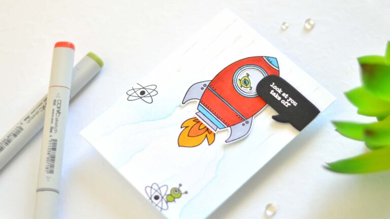 Therese Calvird - Craft Roulette 158 - Ellen Hutson Space Out - Peekaboo - First Grader - Rain - Diestress Edge (card) (1) - Copy