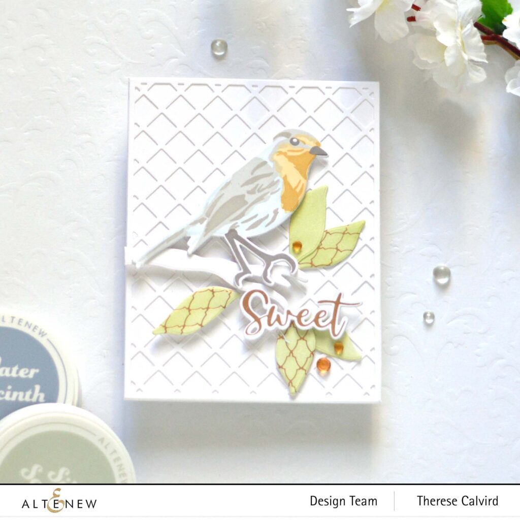 Altenew - Sweet Greetings - Bird of the Woods - Striking Flowers - Garden Trellis Cover Die (card) (1) copy