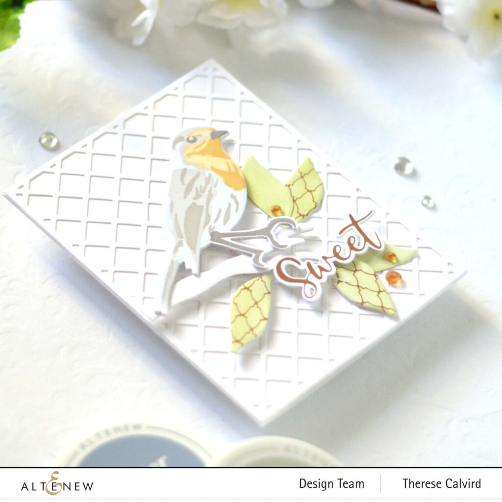 Altenew - Sweet Greetings - Bird of the Woods - Striking Flowers - Garden Trellis Cover Die (card) (1) copy