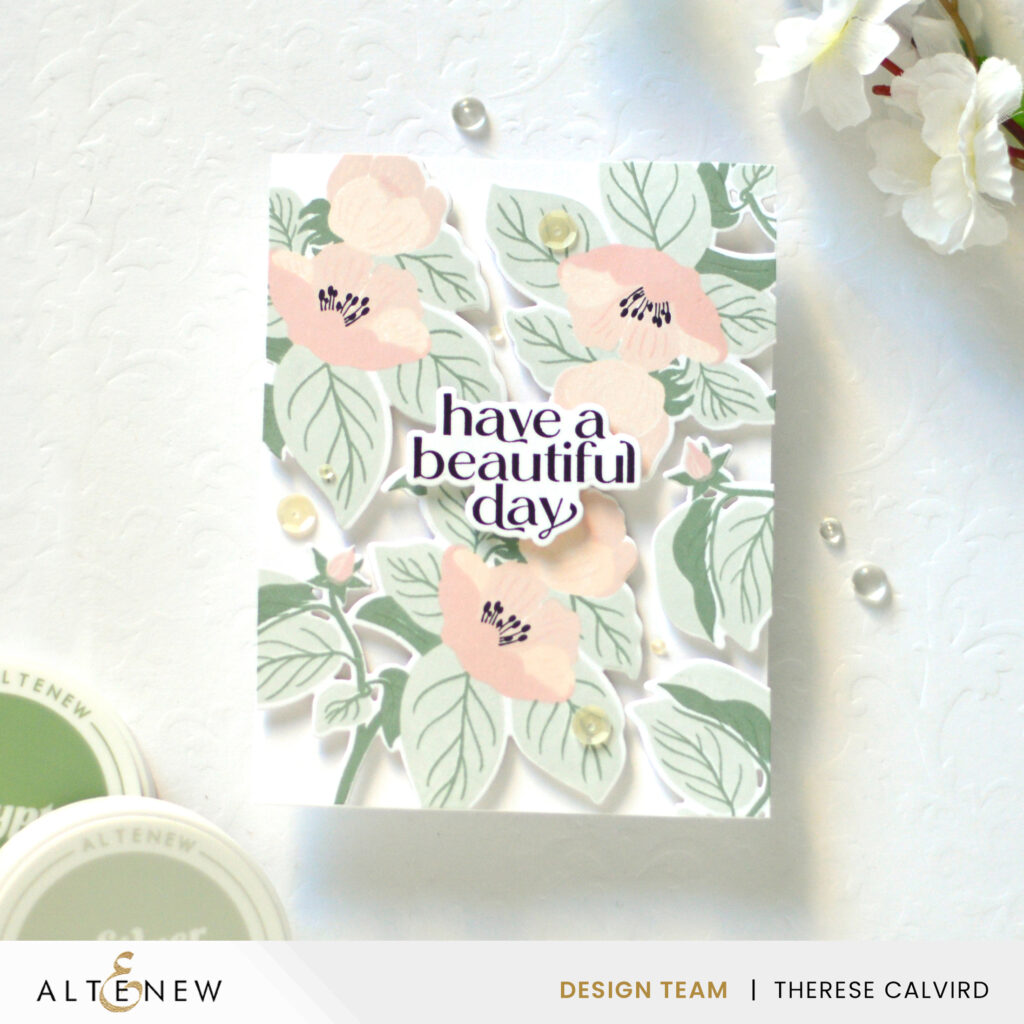 Altenew - Cupped Flowers - Rainforest Leaves Wreath Builder (card) (1) copy