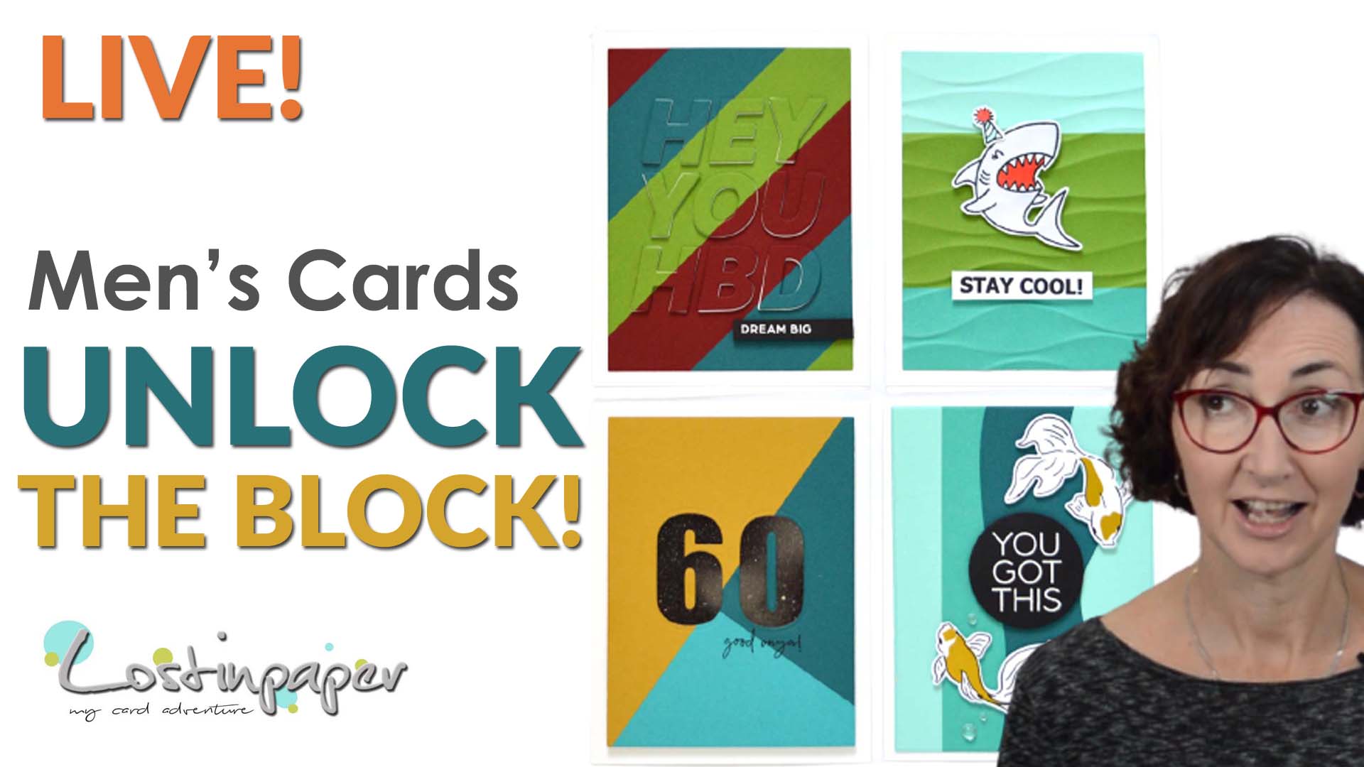 Unlock the BLOCK & Make 4 Color Blocked Masculine Cards – LIVE Video!