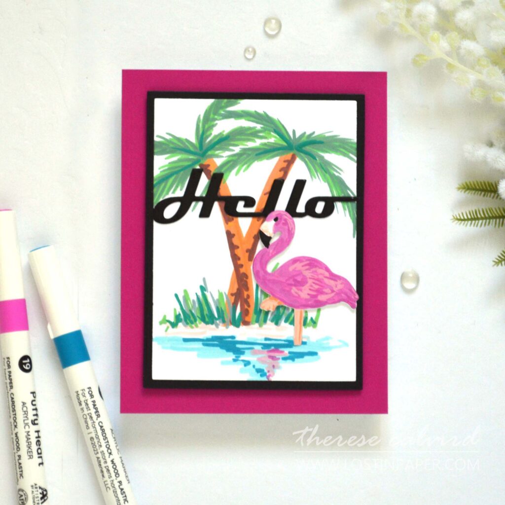 Altenew - Acrylic Markers Vol 1 - Poised Flamingo Die - Bold Greetings (3)