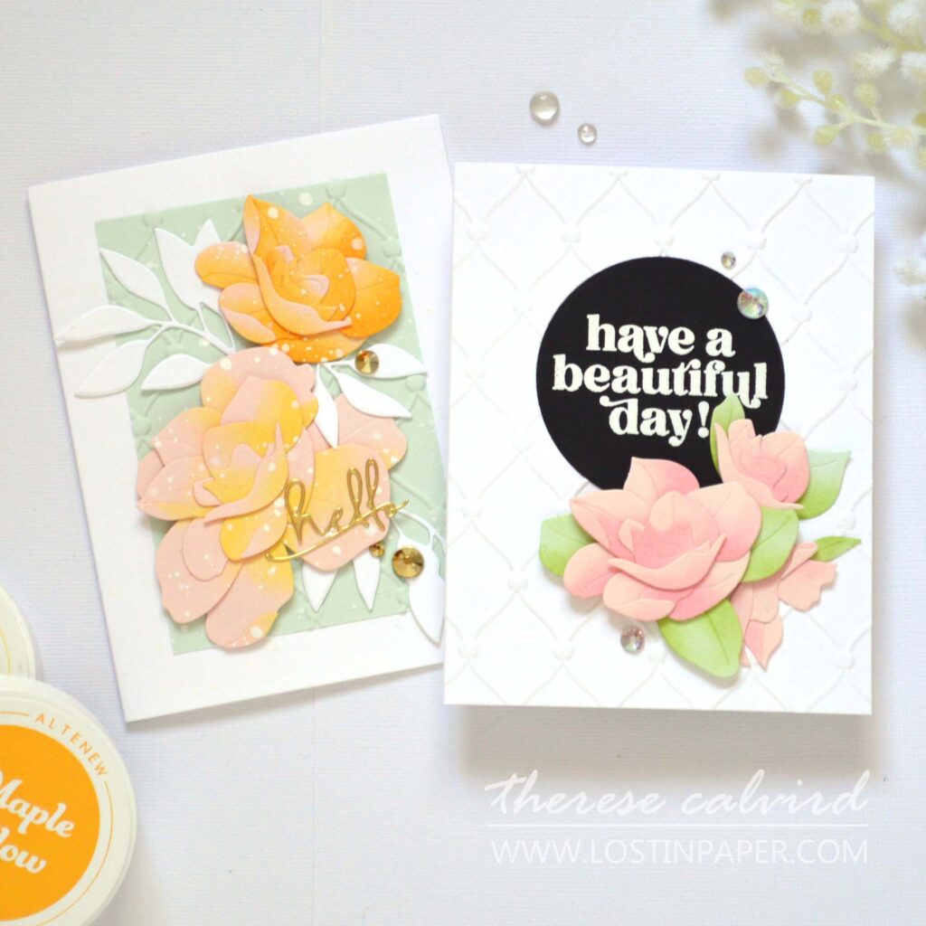 Altenew - CAF Gardenia - Tufted Elegance 3D EF - Signature Words Die - Virginia Rose 3D Die - FIne Rings - Circle Die - Classic Greetings - Take 2 With Therese (card video) (1)
