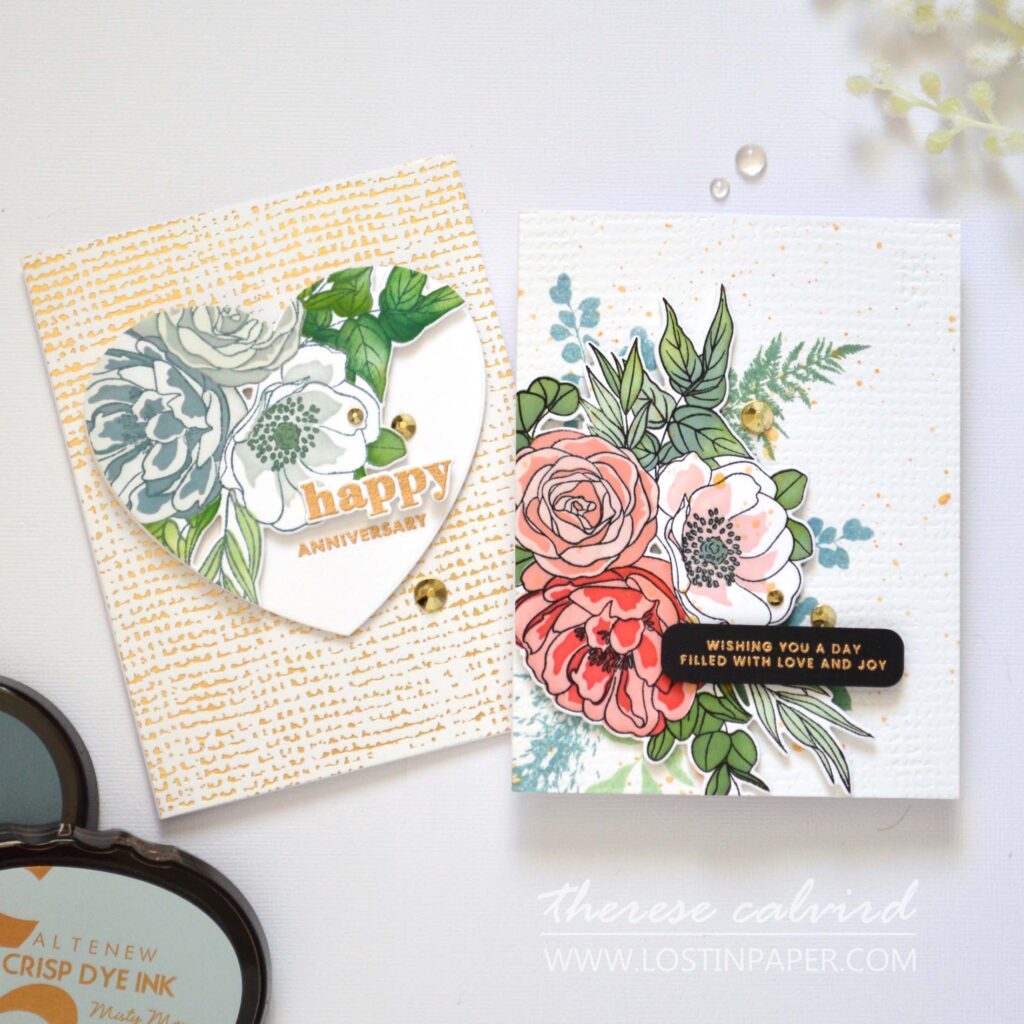 Altenew - Essential Textures Rustic Burlap - Eclectic Bouquet - Rosa Gallica - Halftone Hearts - Plants & Vases - Featured Sentiments - Take 2 With Therese (card video) (1)