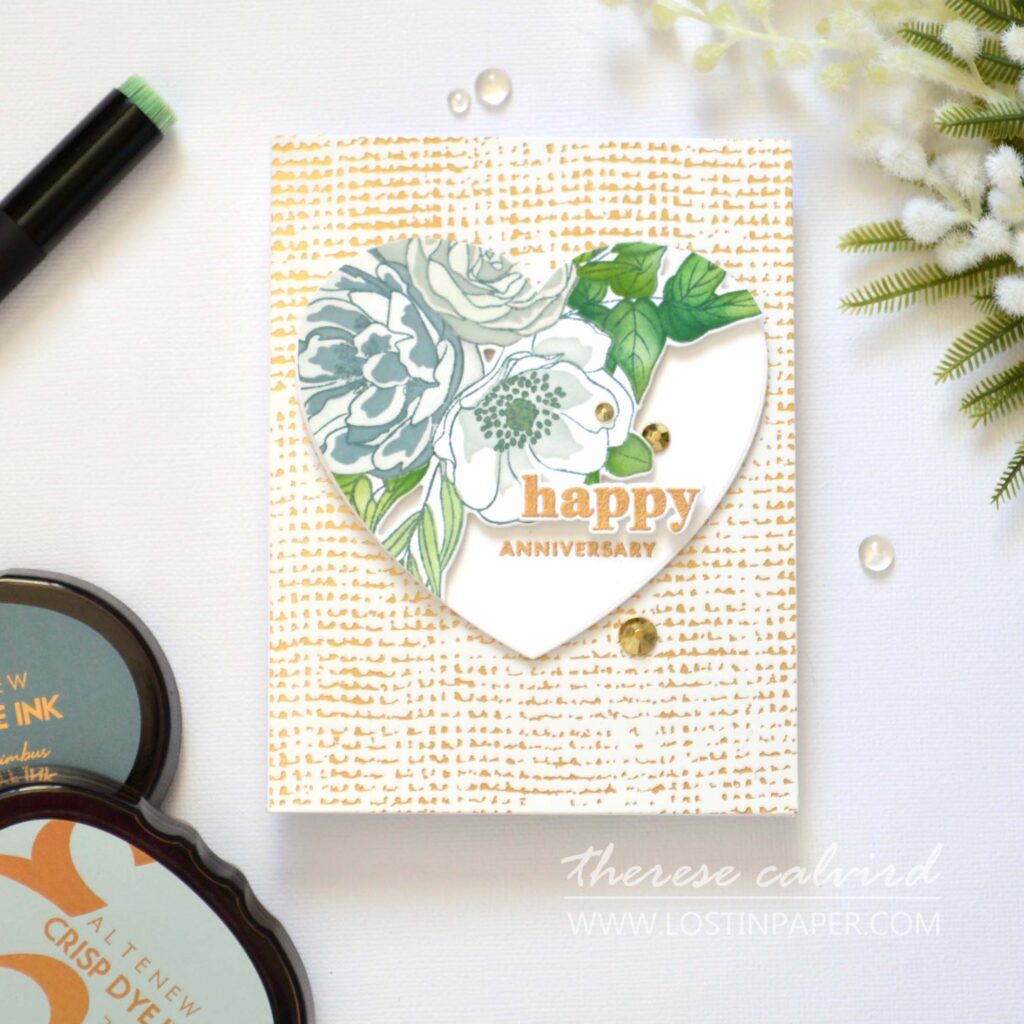 Altenew - Essential Textures Rustic Burlap - Eclectic Bouquet - Rosa Gallica - Halftone Hearts - Take 2 With Therese (card video) (1)