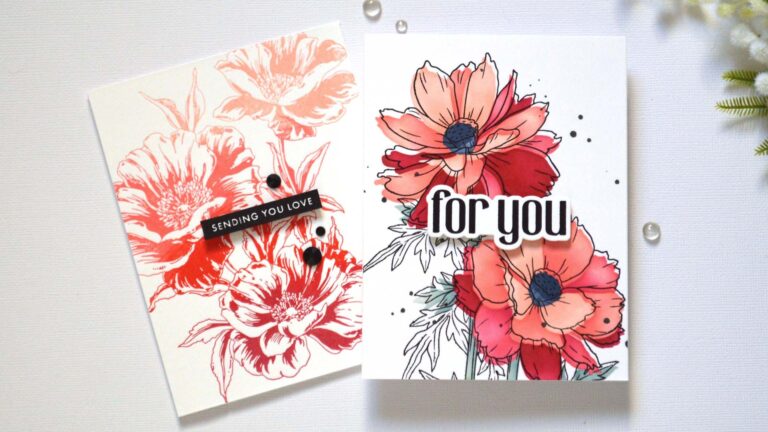 Altenew - BAG Sulfur Cosmos - Inked Poppies - Bold Sentiments (card) (1)