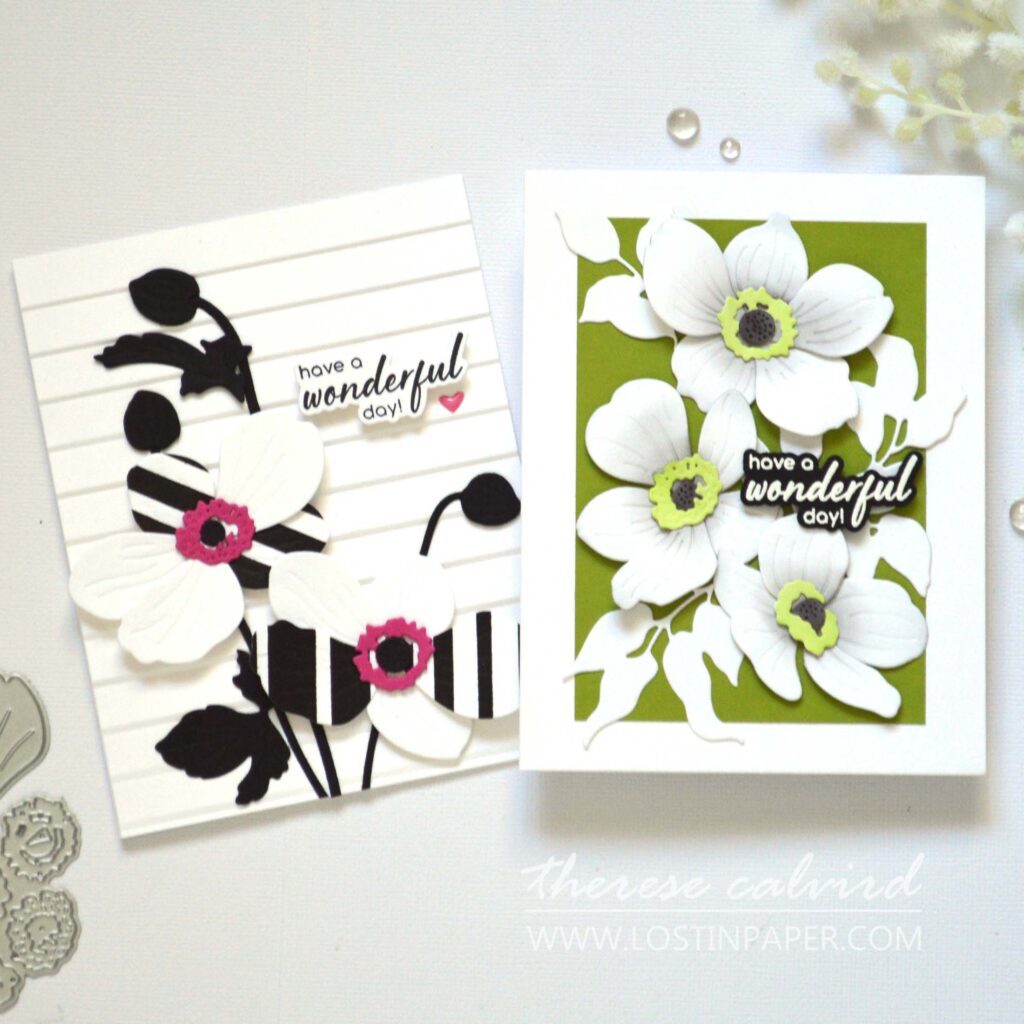 Altenew - CAF Sulfur Cosmos - Just Leaves - Blushing Magnolias - Modern Stripe - Gradient Stripes - Take 2 With Therese (card video) (1)