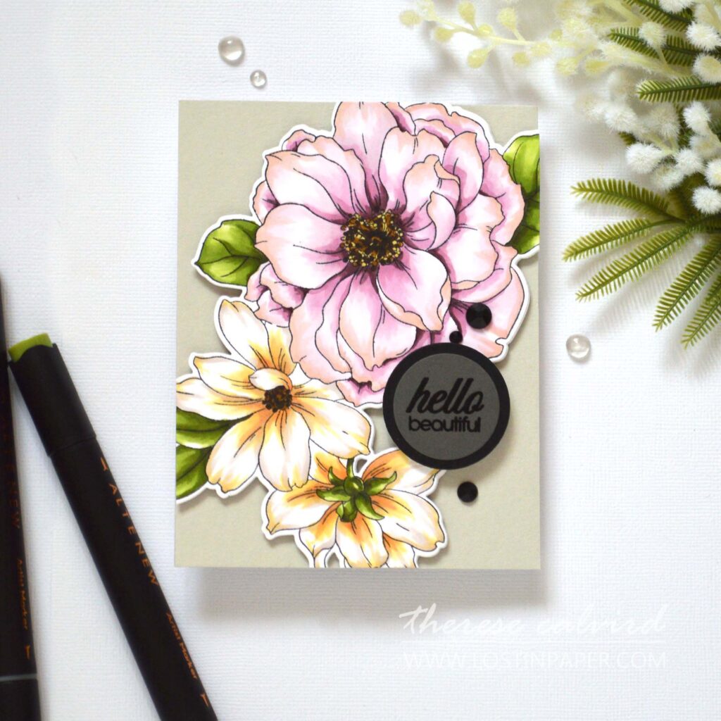Altenew - Artist Marker Techniques - Blooming Delight - Fine Rings Halftone Circles - Cupped Flowers - Take 2 With Therese (cardmaking video) (1)