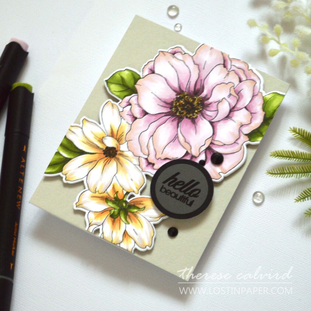 Altenew - Artist Marker Techniques - Blooming Delight - Fine Rings Halftone Circles - Cupped Flowers - Take 2 With Therese (cardmaking video) (1)