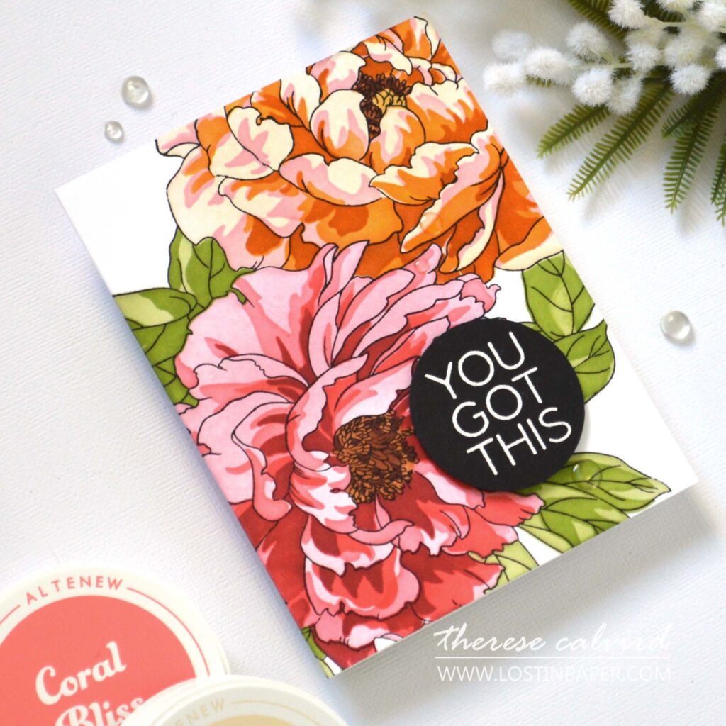 Altenew - Stampwheel 2.0 - Billowing Peonies - Rainforest Leaves Wreath Builder - Fine Rings - Circles (card video) (1)