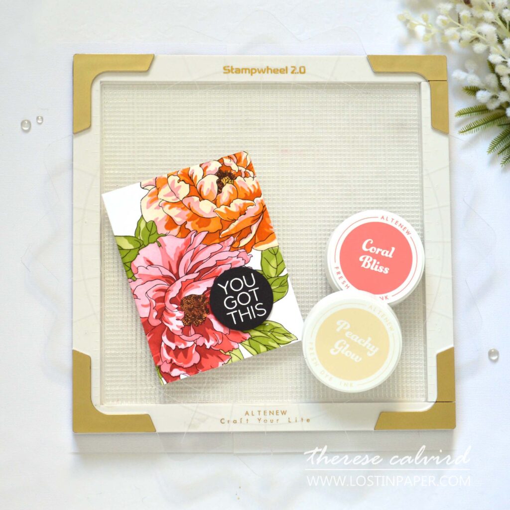 Altenew - Stampwheel 2.0 - Billowing Peonies - Rainforest Leaves Wreath Builder - Fine Rings - Circles (card video) (1)