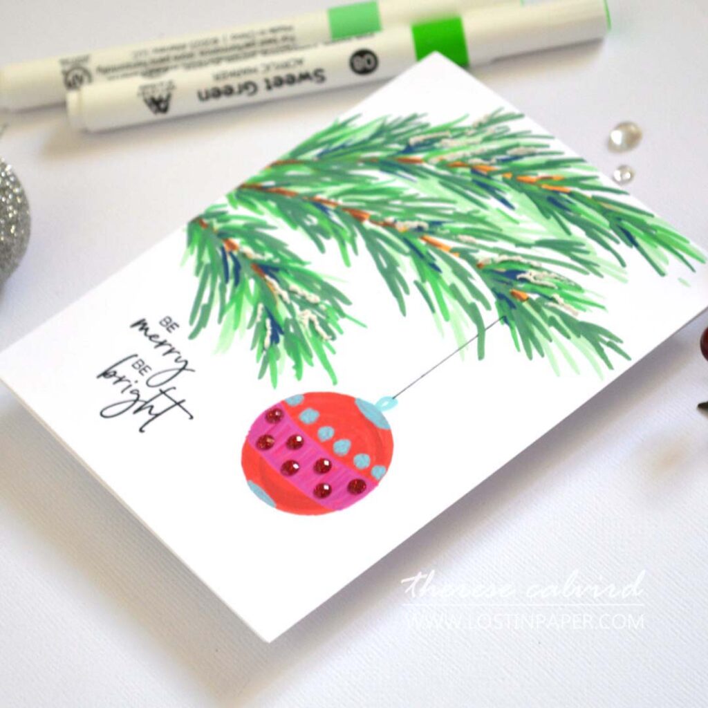 Therese Calvird - Same But Different Christmas Card Series 2024 - Minimal Supplies Drawing (card making video) (14)