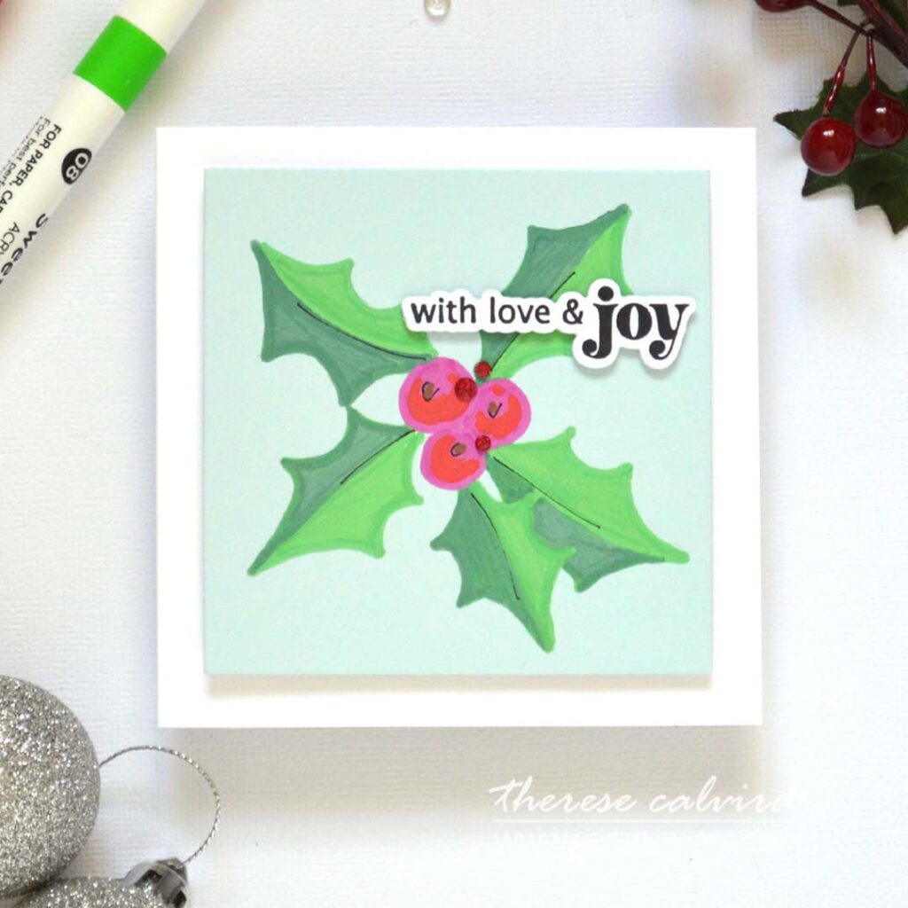 Therese Calvird - Same But Different Christmas Card Series 2024 - Minimal Supplies Drawing (card making video) (14)