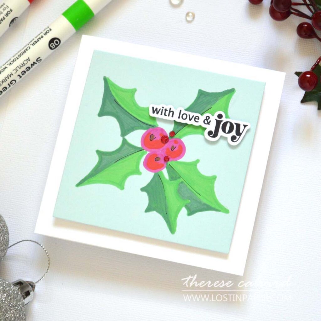 Therese Calvird - Same But Different Christmas Card Series 2024 - Minimal Supplies Drawing (card making video) (14)