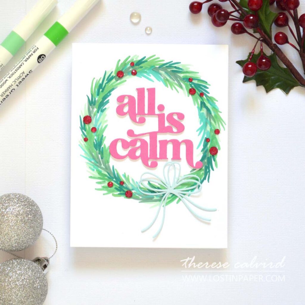 Therese Calvird - Same But Different Christmas Card Series 2024 - Minimal Supplies Drawing (card making video) (14)