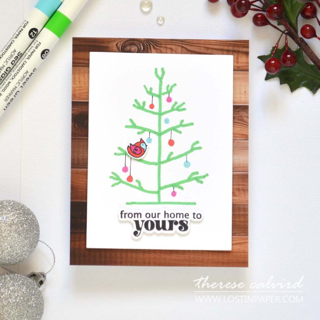 Therese Calvird - Same But Different Christmas Card Series 2024 - Minimal Supplies Drawing (card making video) (14)