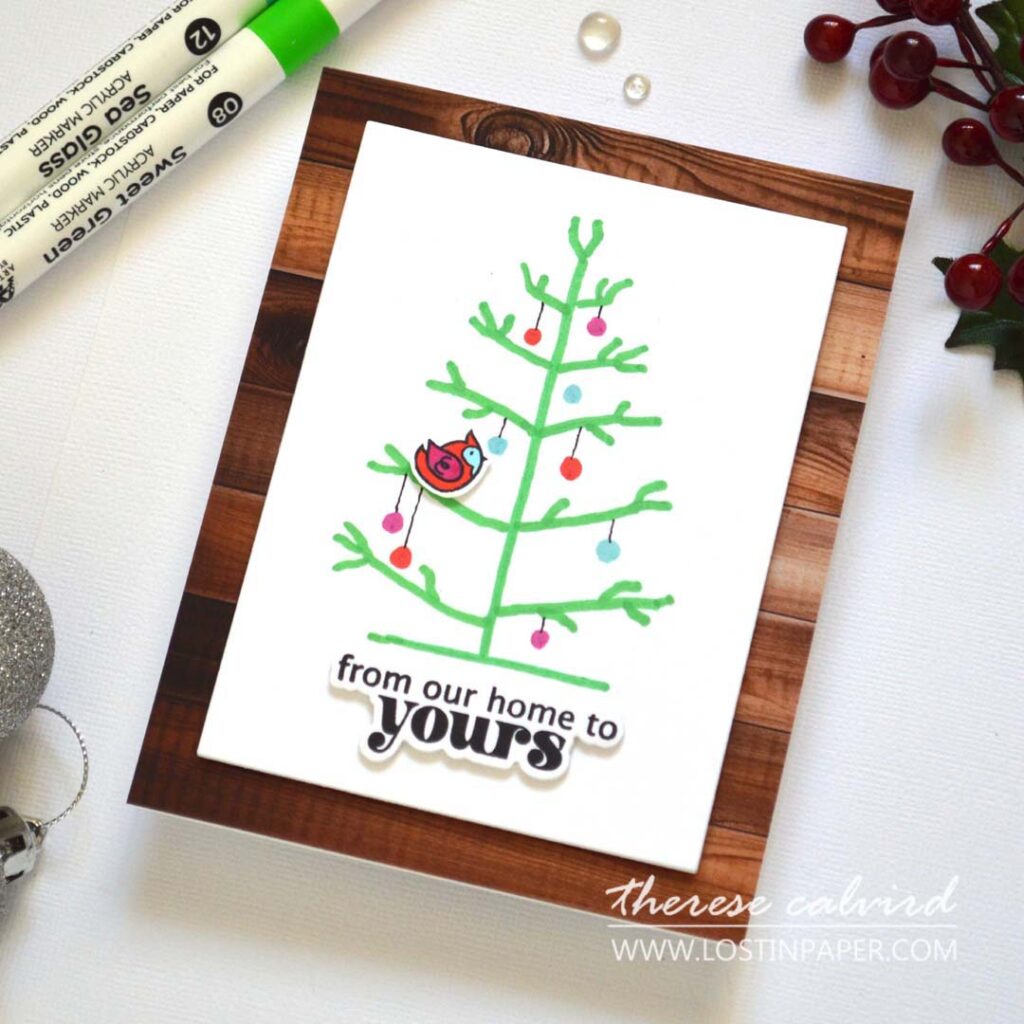 Therese Calvird - Same But Different Christmas Card Series 2024 - Minimal Supplies Drawing (card making video) (14)
