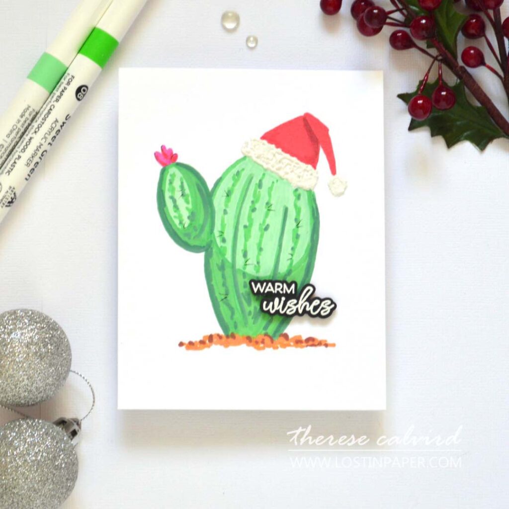 Therese Calvird - Same But Different Christmas Card Series 2024 - Minimal Supplies Drawing (card making video) (14)