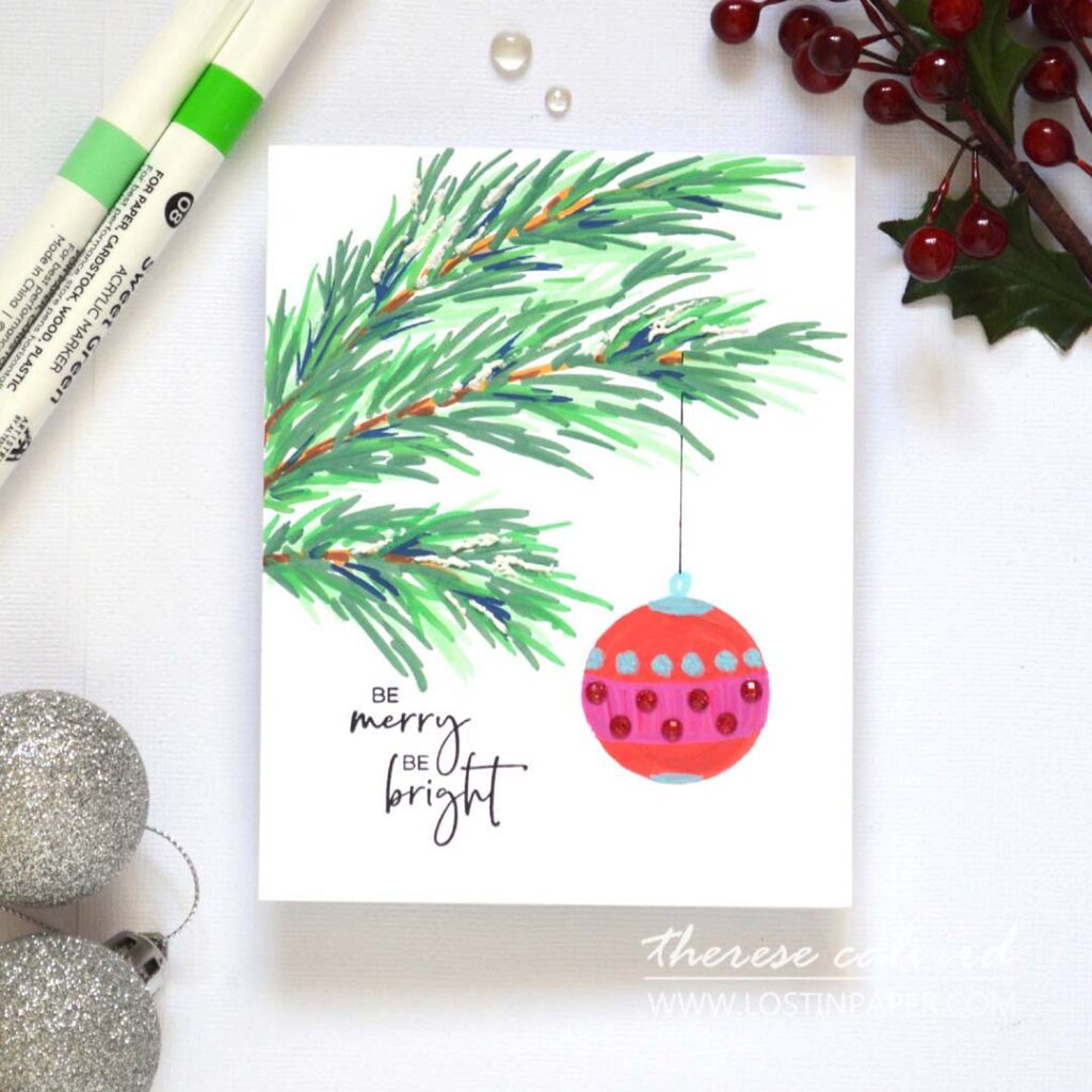 Therese Calvird - Same But Different Christmas Card Series 2024 - Minimal Supplies Drawing (card making video) (14)