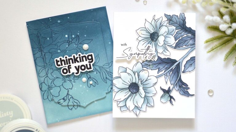 Altenew - BAG Dreamy Dahlias - Elegant Sayings - Tranquility Fresh Dye Inks - Lovely Flowers - Ornate Nesting Dies - Milky Way Gem Sparkles (cards) (1)