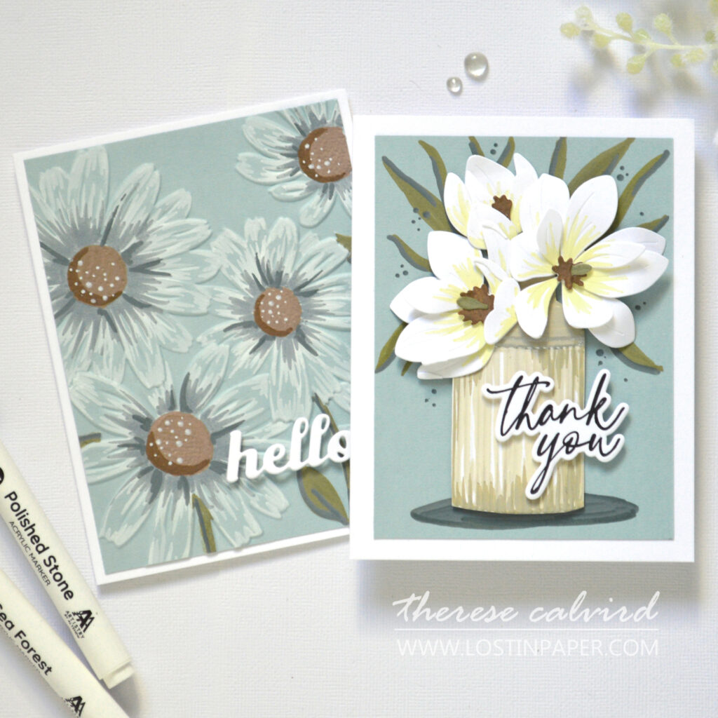 Altenew - Acrylic Markers Vol 2 - Magnificent Magnolias - Daisies - Scripty Sentiments - Take 2 With Therese (card video) (10)